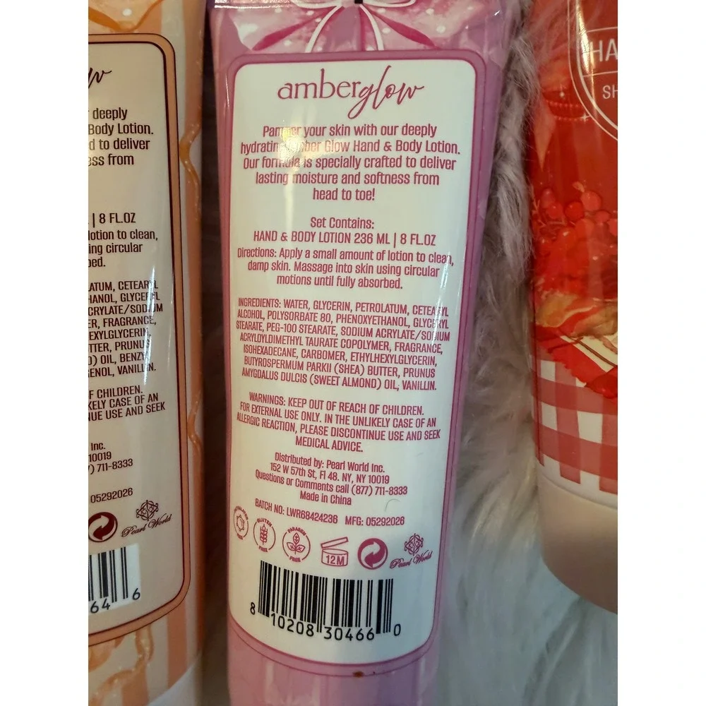 Amberglow Hand & Body Lotion 3pc Set Butter Pumpkin Sugar Cookie Maple Apple 8oz